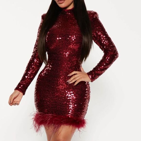 Fashion Nova Dresses & Skirts - Fashion Nova Burgundy Sequin Mini Dress